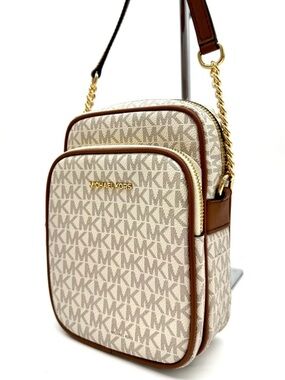 Michael Kors Medium NS Chain Xbody Bag Vanilla/Brown